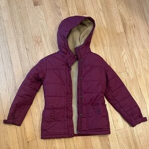 Lands' End Kids Maroon Hooded Puffer Jacket